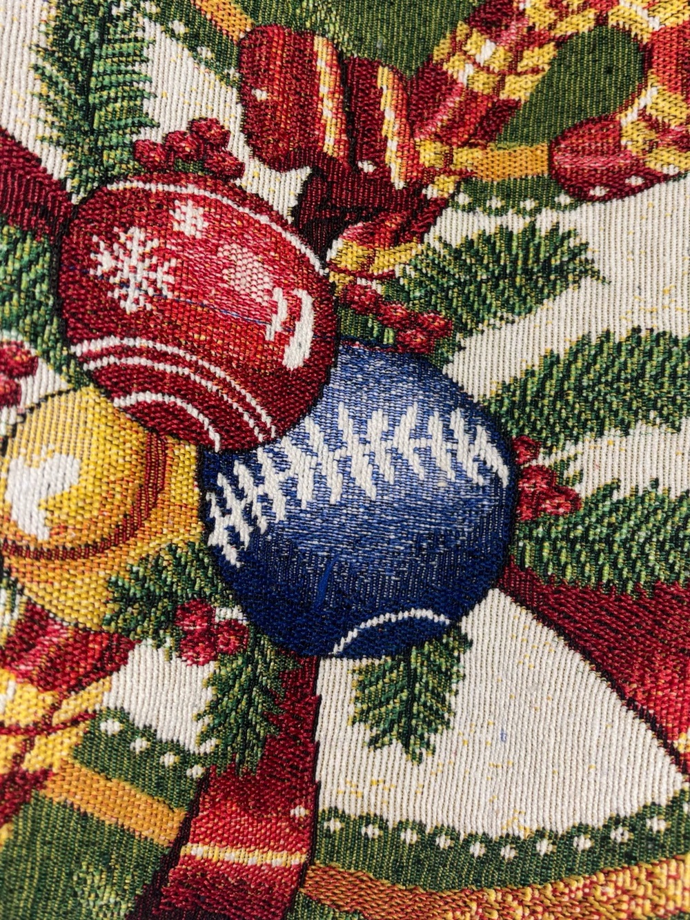 Holiday Ornament Tapestry table runner  Christmas 12x52